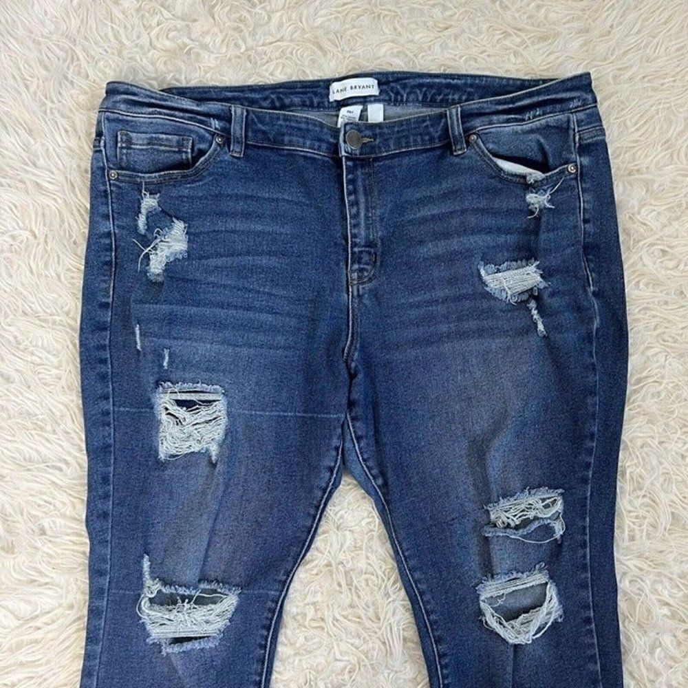 Lane Bryant Flex Magic Waistband Mid Rise Skinny Curvy Jean Size 24P Distressed - Picture 3 of 10